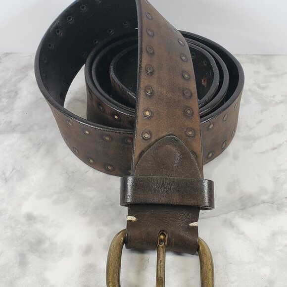 Vintage Men's Italian Leather Belt with Eurometal Buckle - Berge Uomo Vera Pelle - Picture 1 of 9